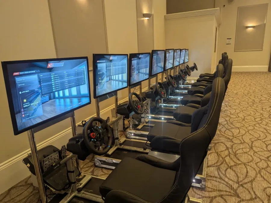 Racing simulators showing the quick start lobby screen